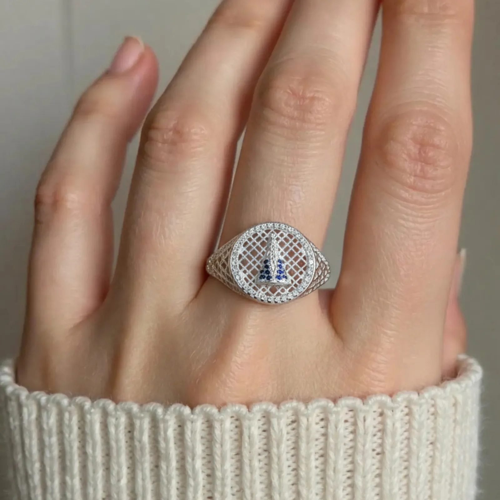 Anel de prata 925 n. sra. aparecida telado